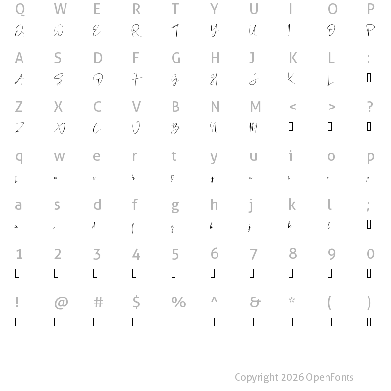 Character Map of BlackSingature BlackSingature