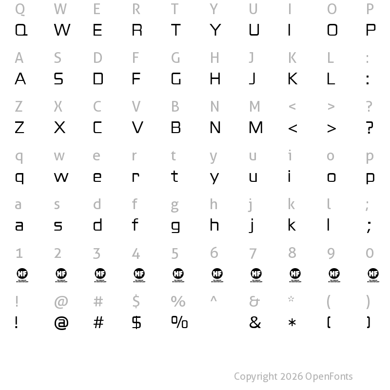 Character Map of Blackthorns Demo Regular