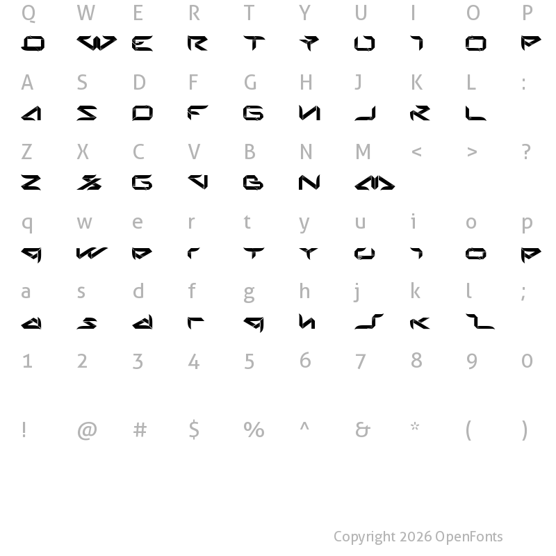 Character Map of bladeline Regular