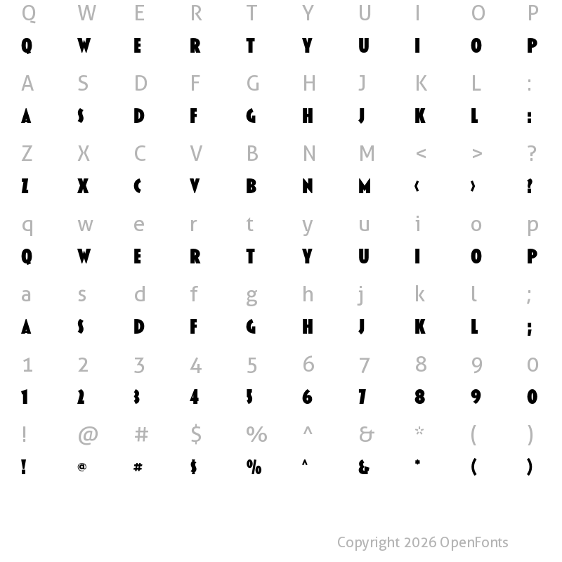 Character Map of Blakely Black