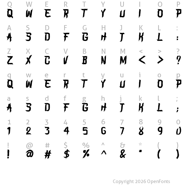 Character Map of BLAME Regular