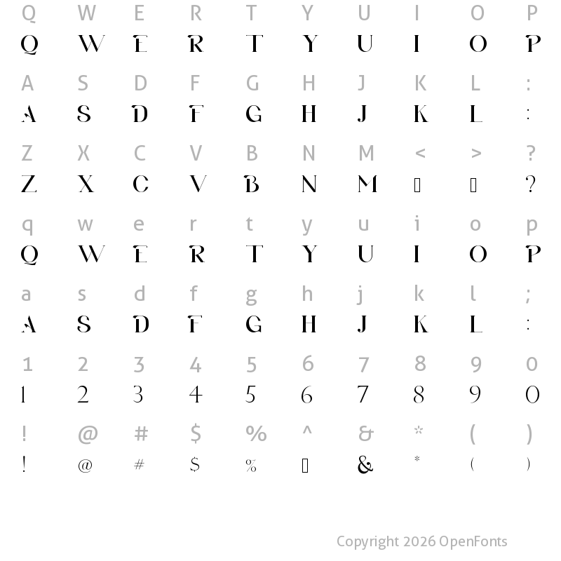 Character Map of BLANCO Regular