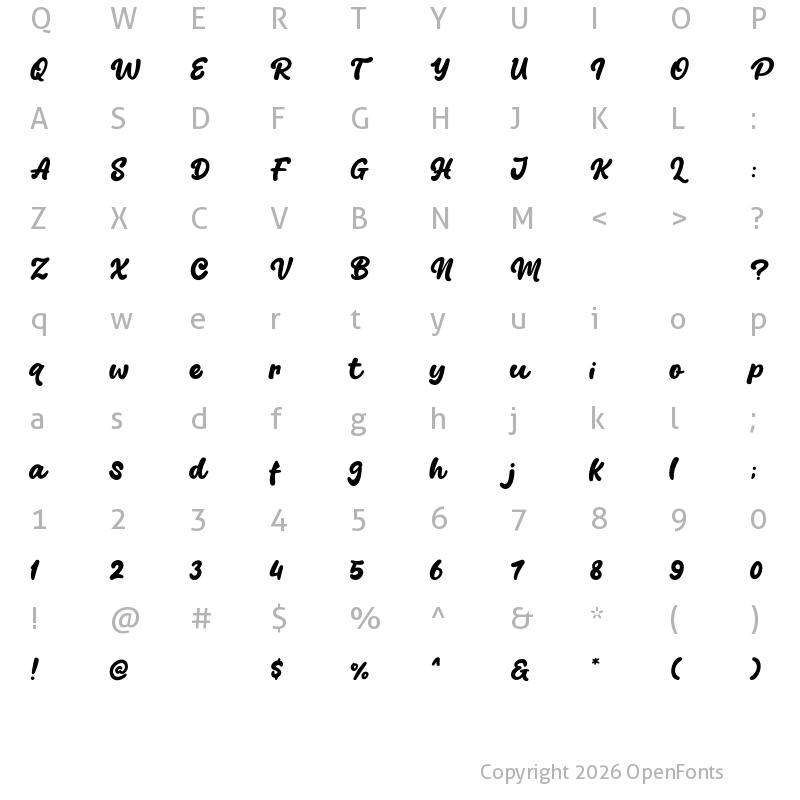 Character Map of Blang Yellow Regular