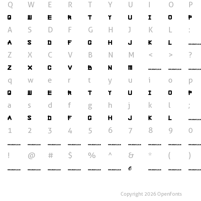 Character Map of Bleak Chop Regular
