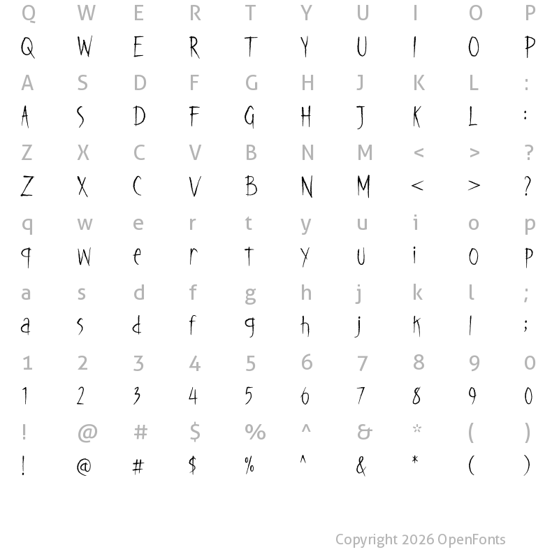 Character Map of Bleakfall Demo Regular