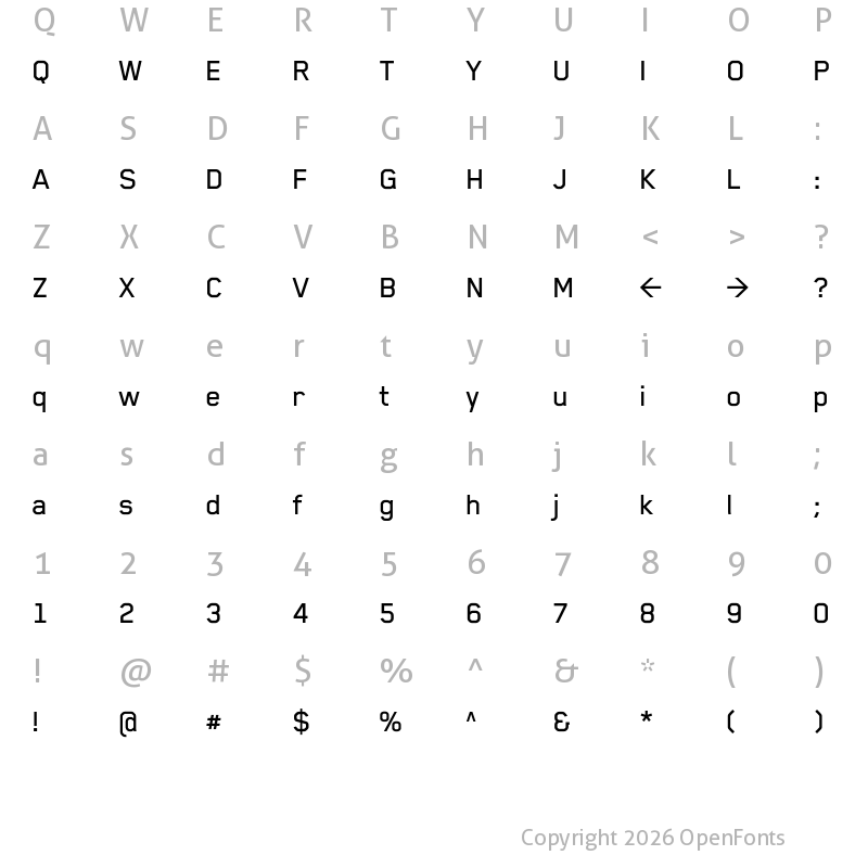 Character Map of Blender Pro Medium