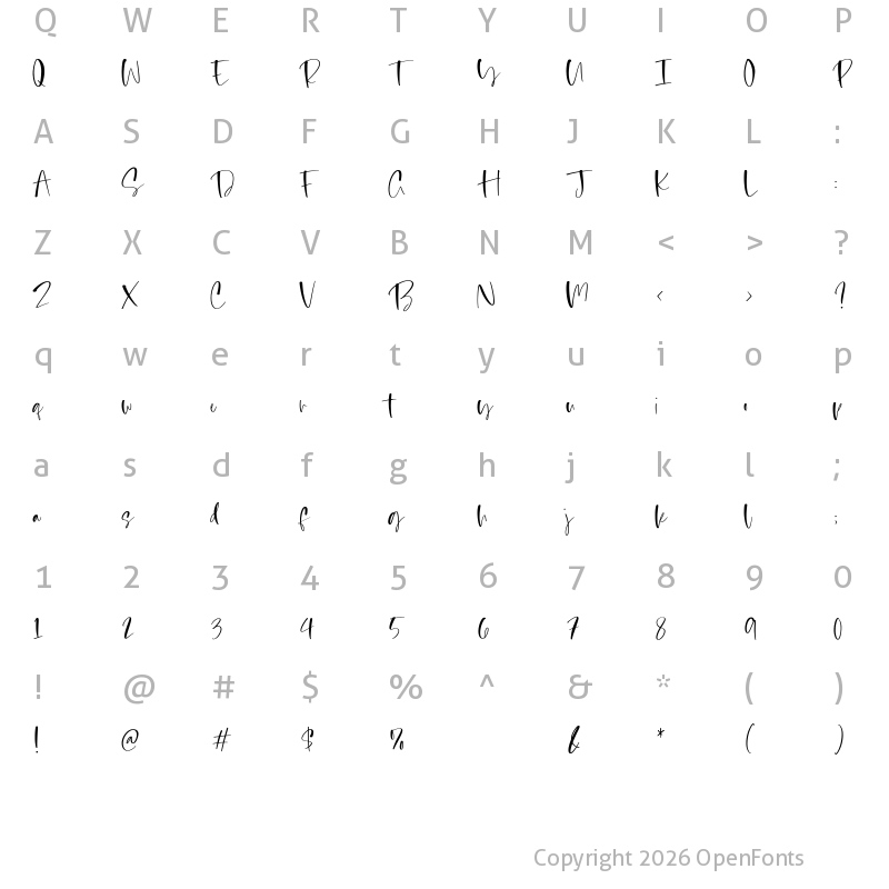 Character Map of Blessed Primrose Regular