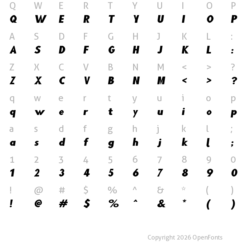 Character Map of Blink WideObl