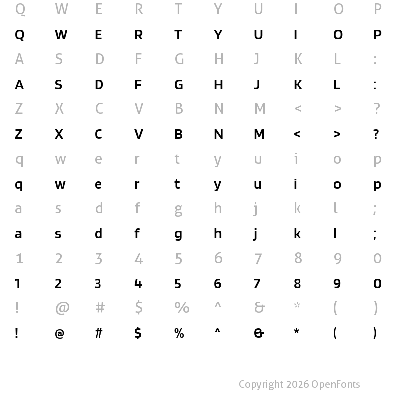 Character Map of Blinker SemiBold