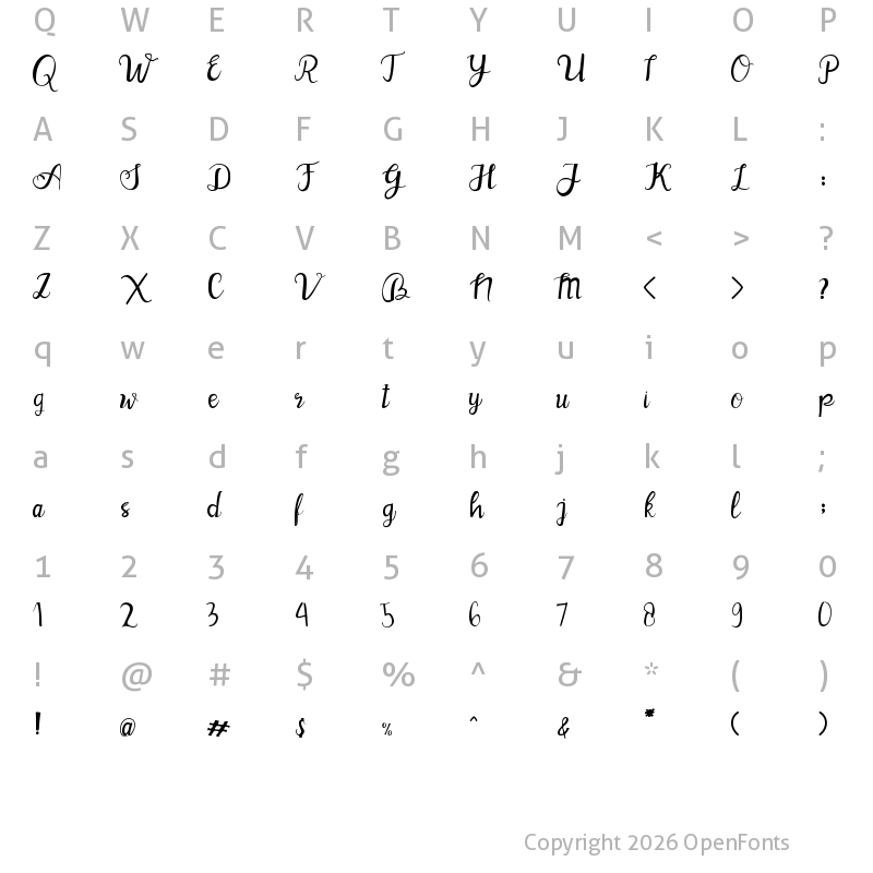 Character Map of BlinkPink Regular