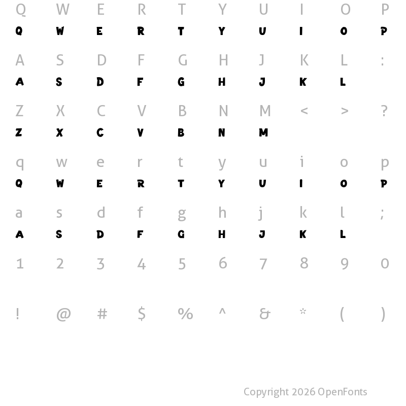 Character Map of Blippys Free Regular