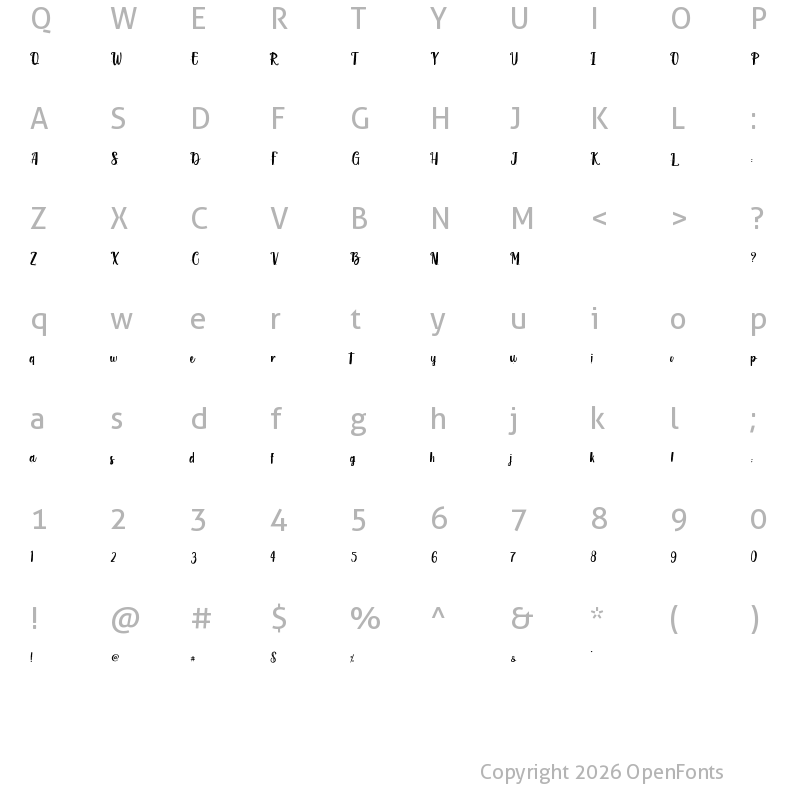 Character Map of Blisk Rhythm - Personal Use Regular