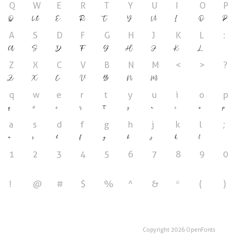Character Map of Blisslayton Free Regular