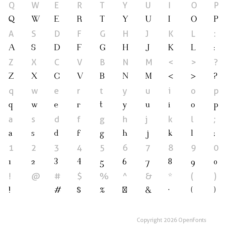 Character Map of Blithedale Serif Regular