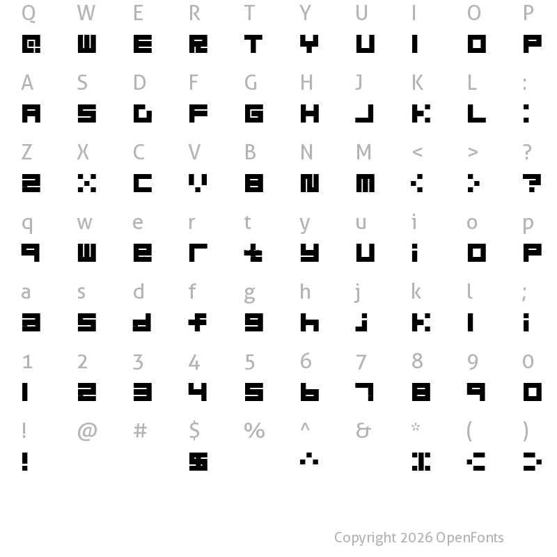 Character Map of block Regular