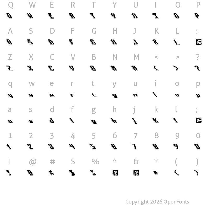 Character Map of Block Tilt BRK Regular