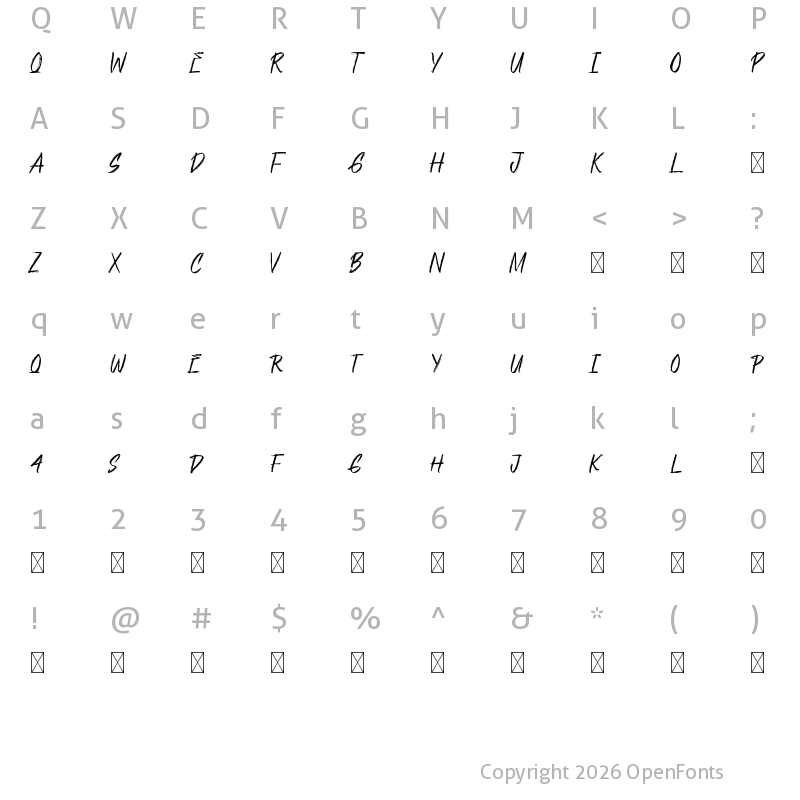 Character Map of Blockades Demo Regular