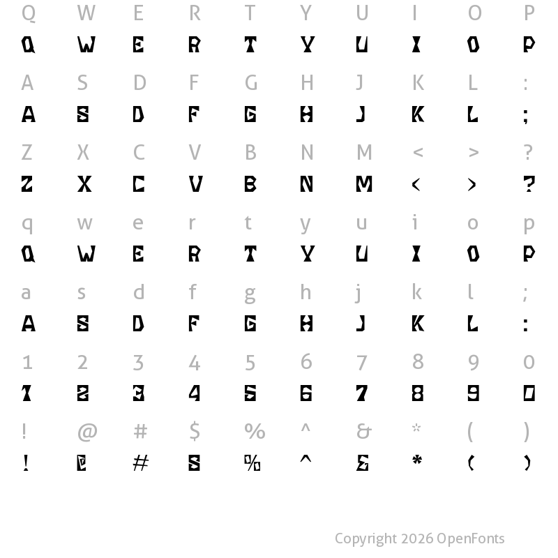 Character Map of Blocksmith Regular