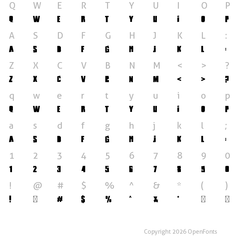 Character Map of Blocky Notes Regular