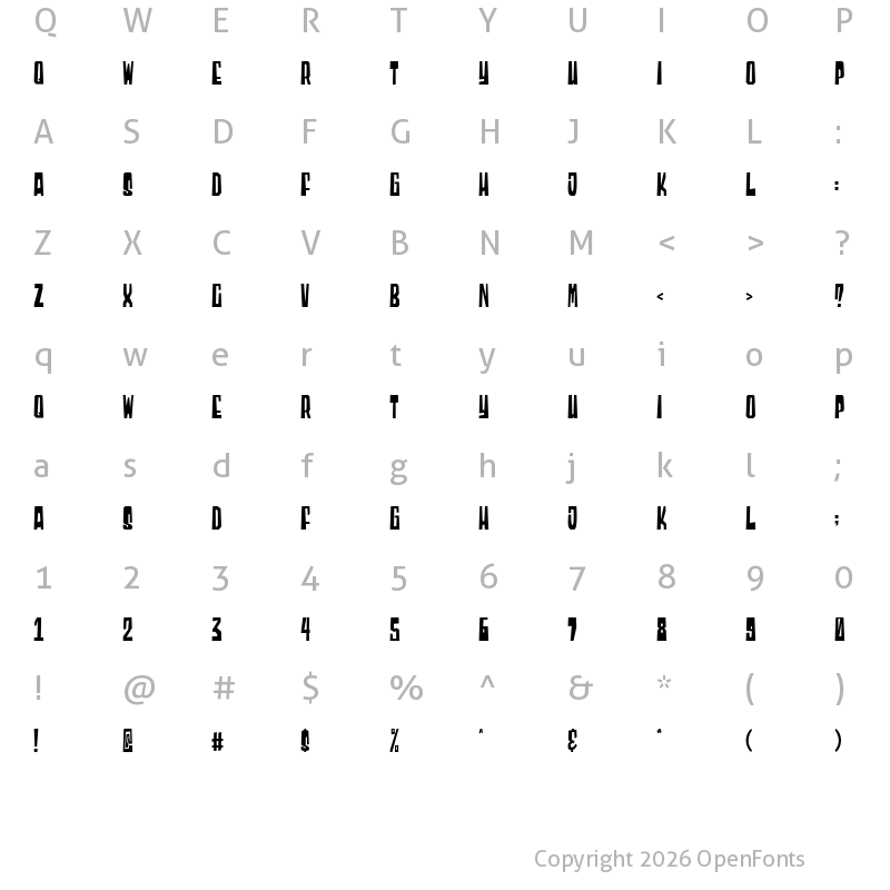 Character Map of Blocky Regular