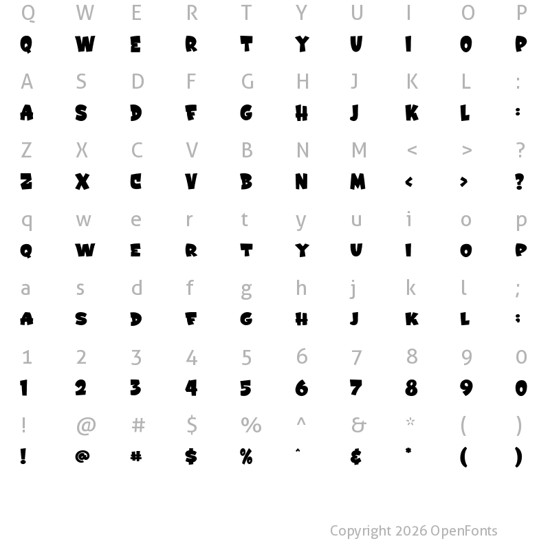 Character Map of Blood Blaster Regular