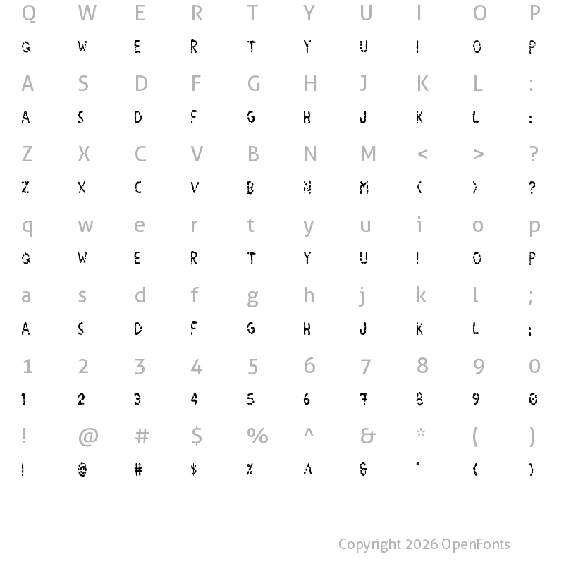 Character Map of Blood Drenched Condensed Regular