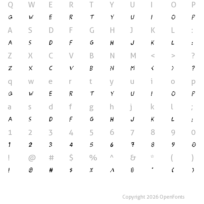 Character Map of Blood Drenched Rotalic Regular