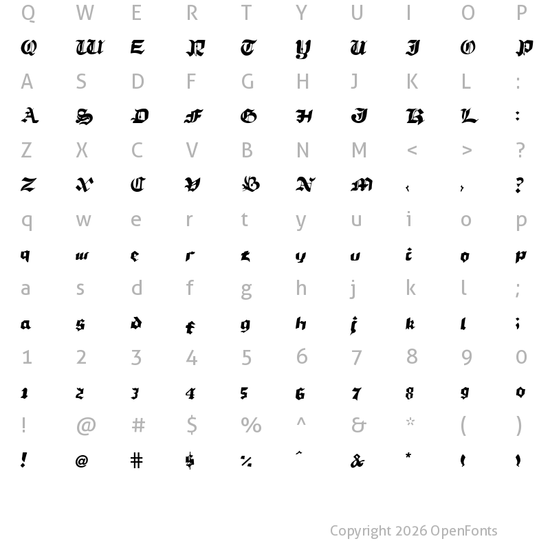 Character Map of Blood Regular