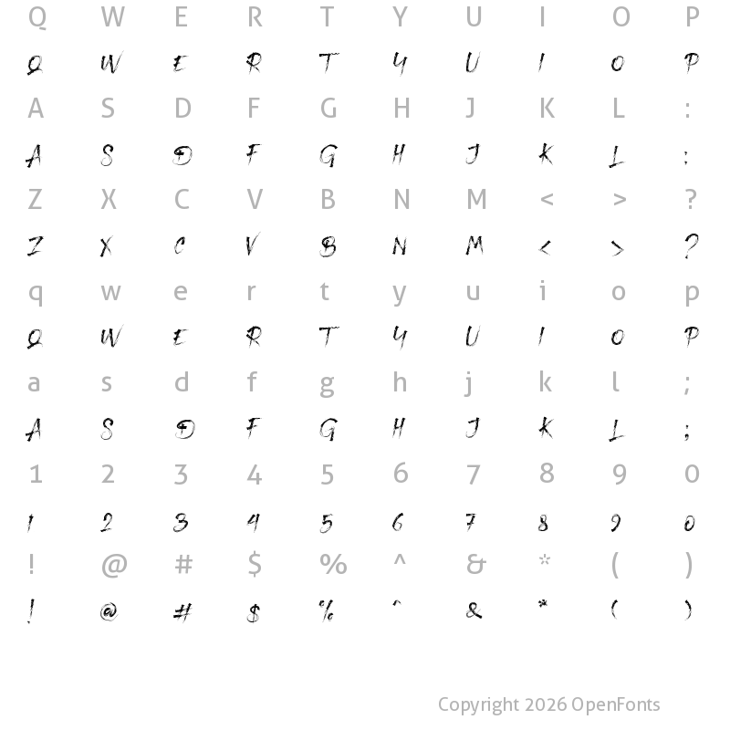 Character Map of Blood Scratch - Personal Use Regular