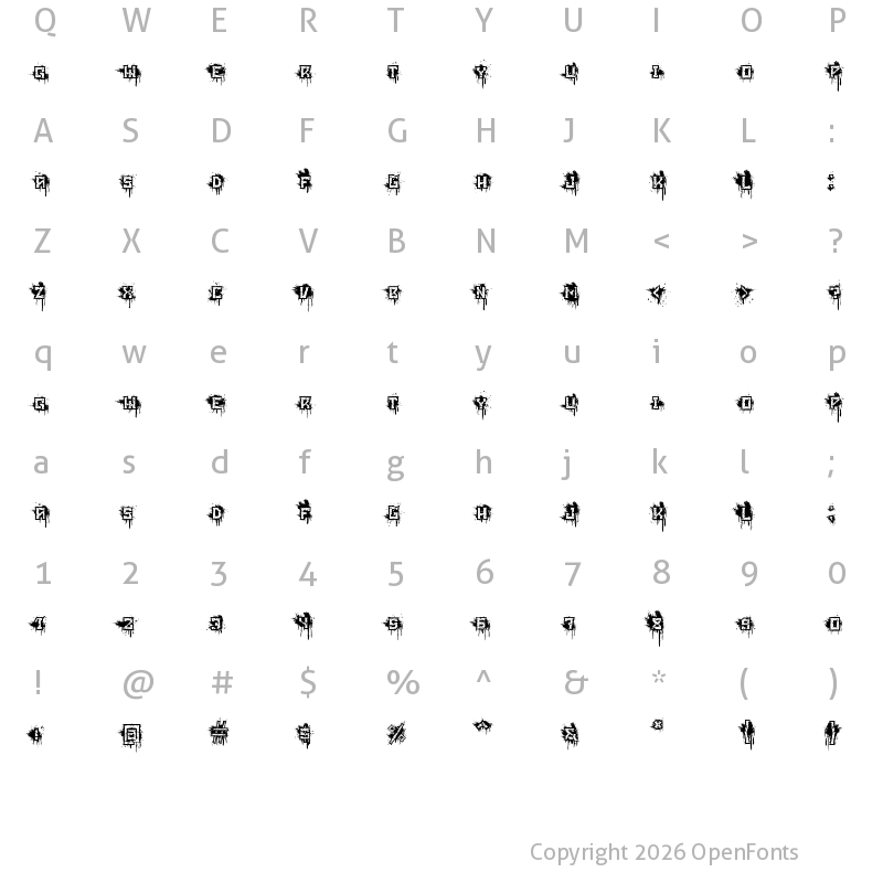 Character Map of BloodBlocks Regular