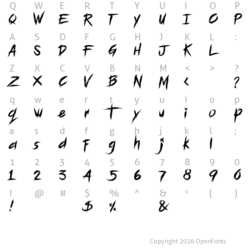 Character Map of BLOODSEEKER DEMO Regular