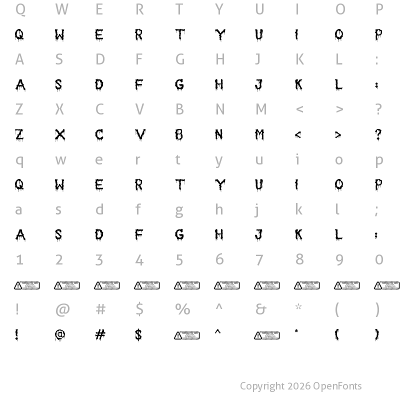 Character Map of Bloodsoul Regular