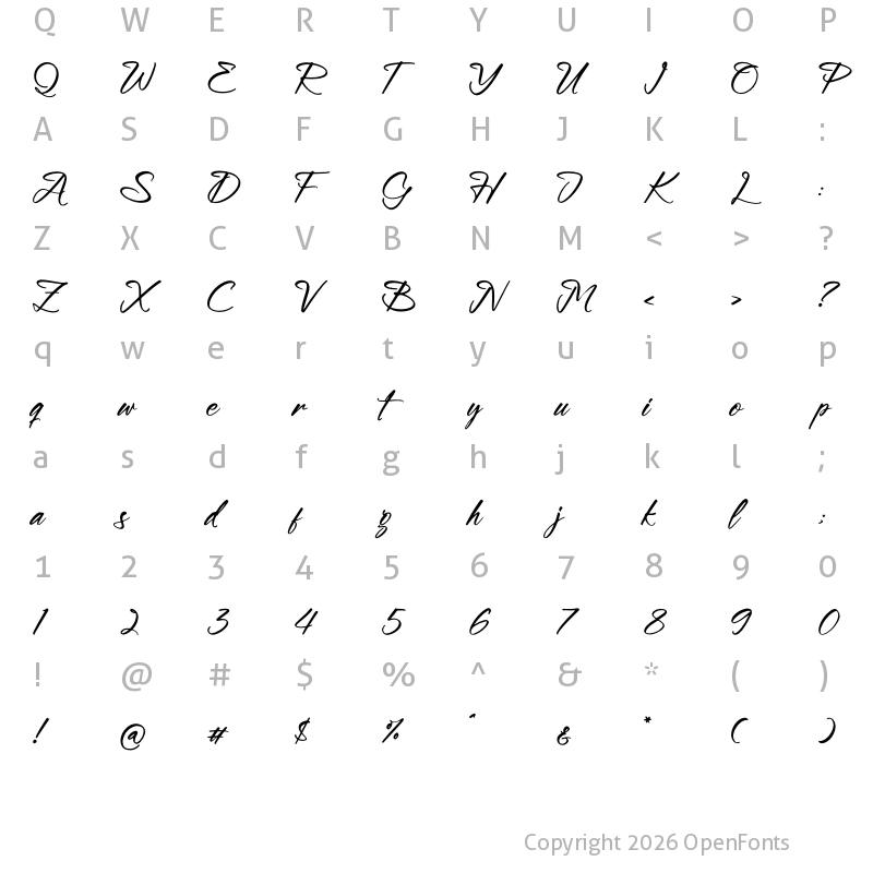 Character Map of Blookwelly Regular