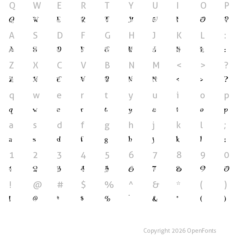 Character Map of Blossom Regular