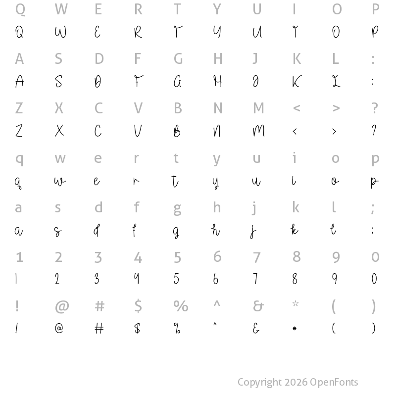 Character Map of Blow  Glow Regular