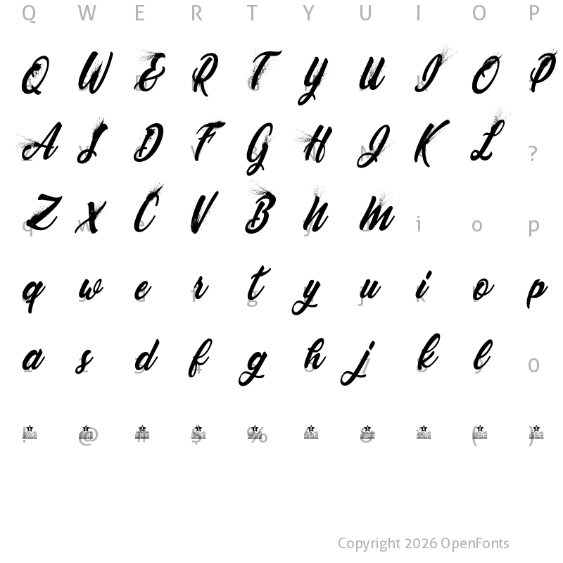 Character Map of BLOWUP PERSONAL USE Regular