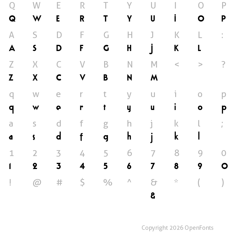 Character Map of Bloxhall Sample Regular