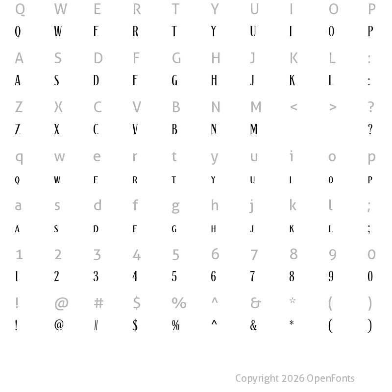 Character Map of BLT-Gerhard Display