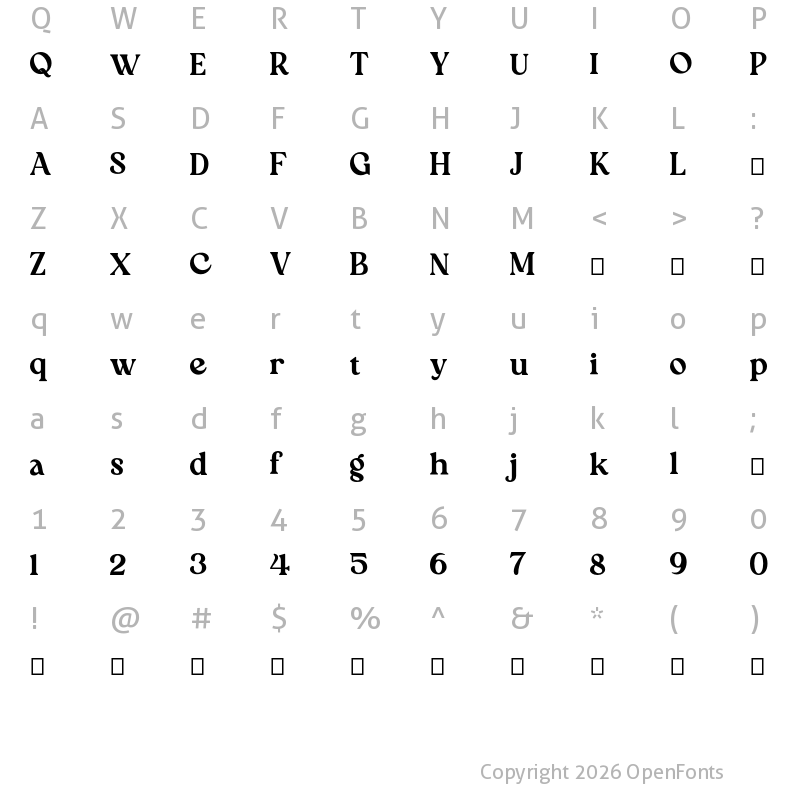 Character Map of Blue Cashews Regular