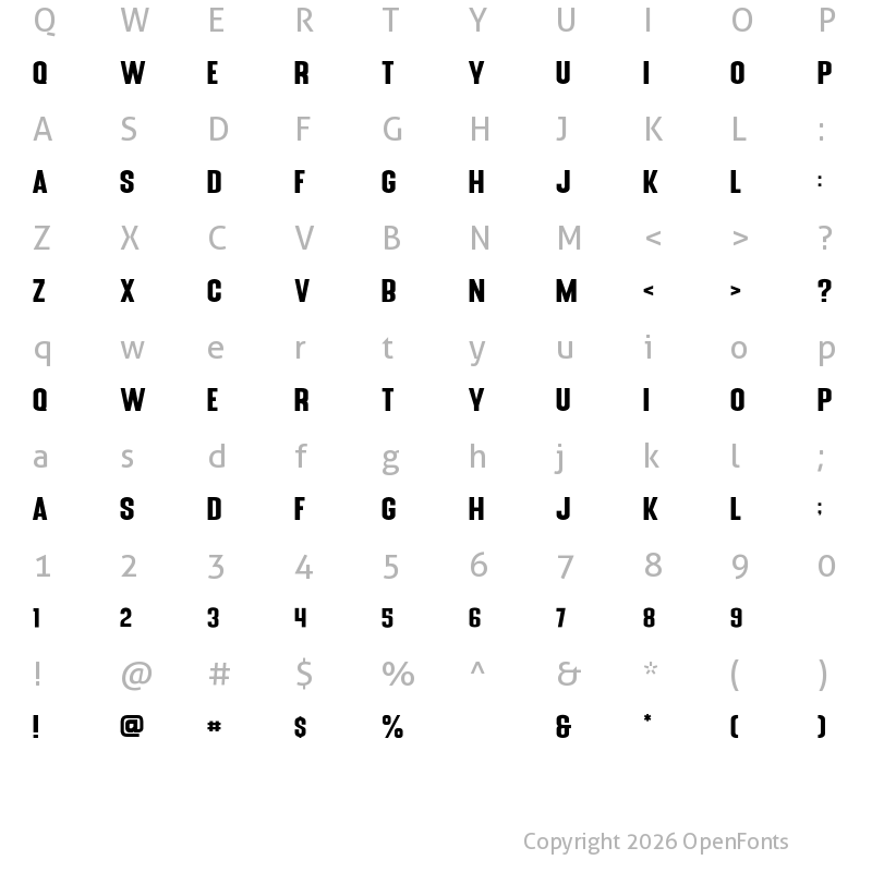 Character Map of Blue Fonte Sans Regular