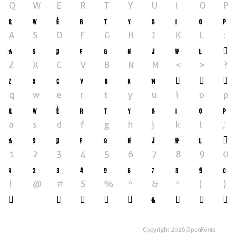 Character Map of blueBaby Regular