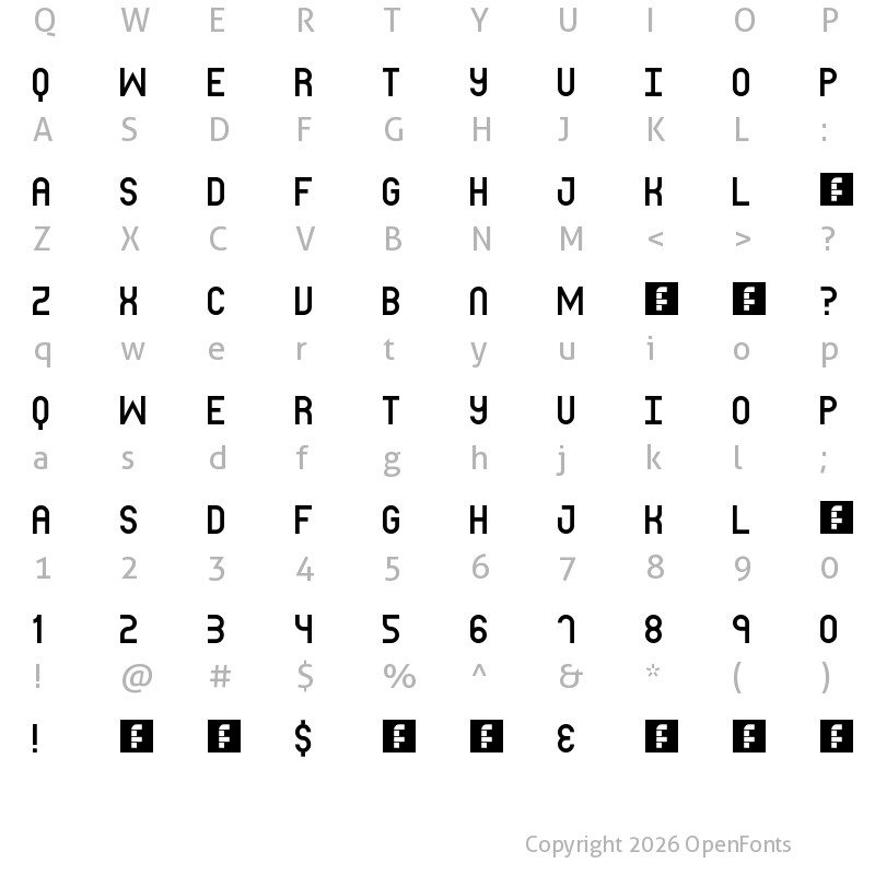 Character Map of Blueberry Pie Regular