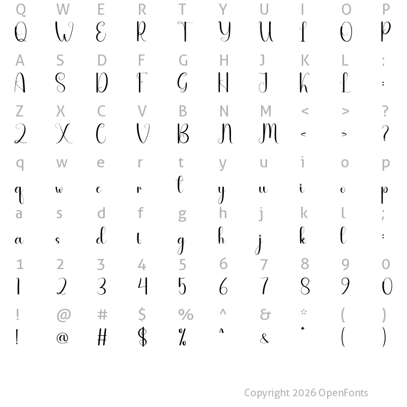 Character Map of Blueline Regular