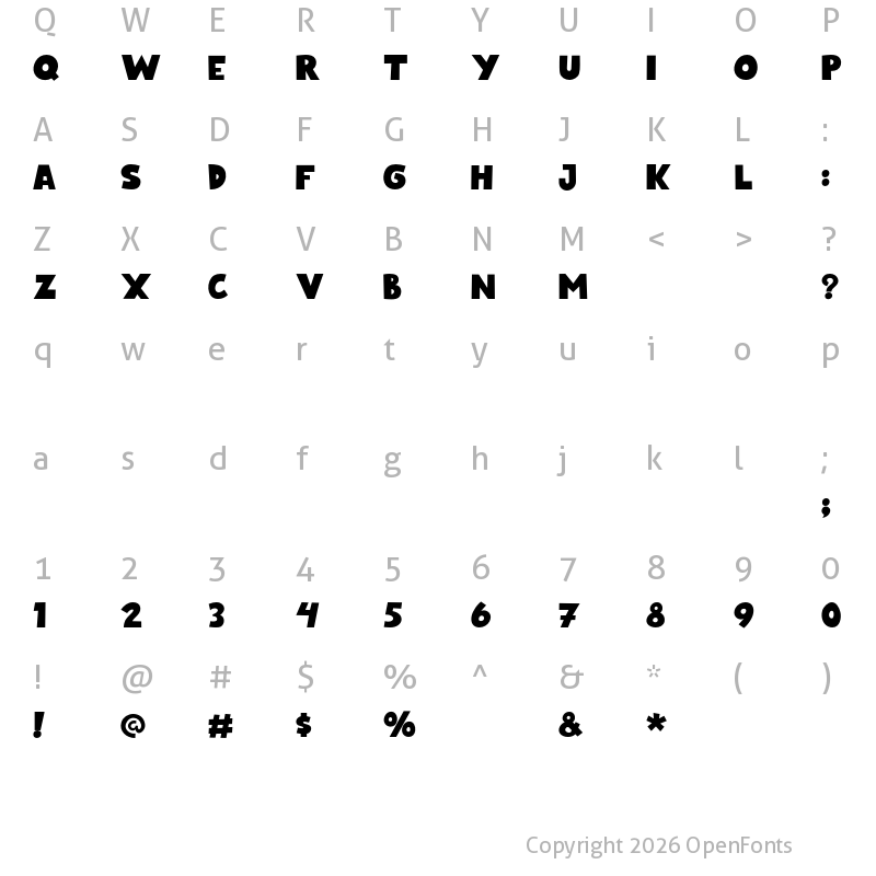 Character Map of BlueNight Regular