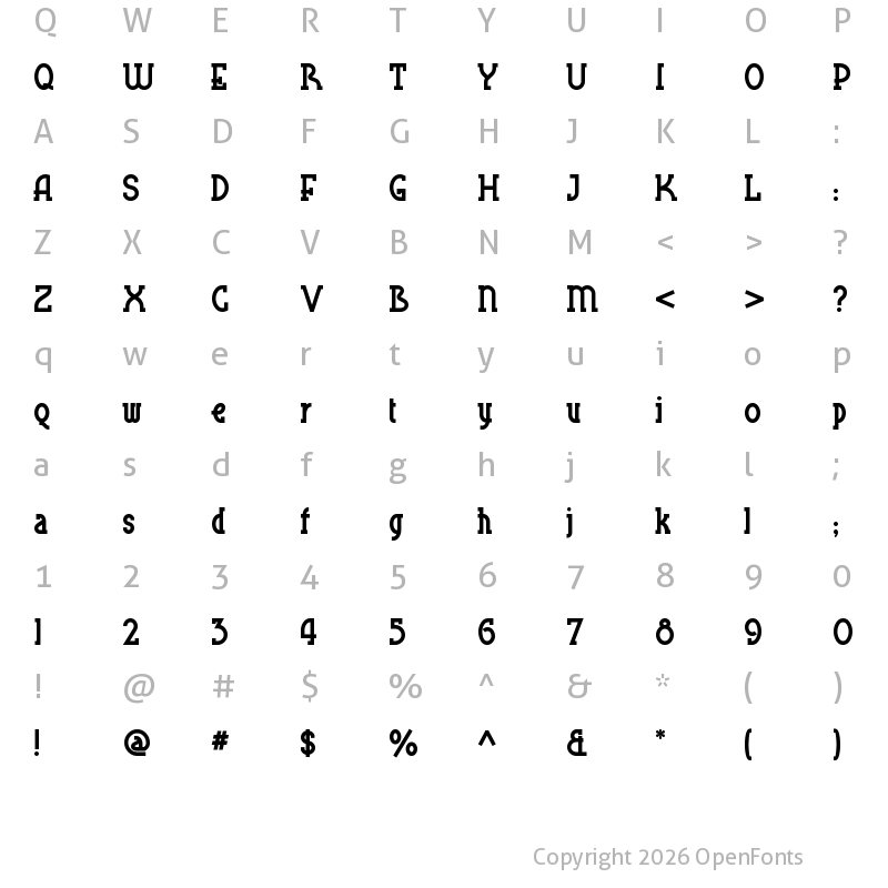 Character Map of BluePlateSpecialSW Regular