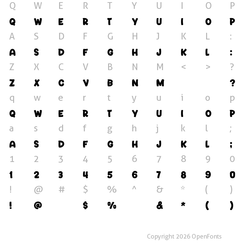 Character Map of Blues Smile Regular
