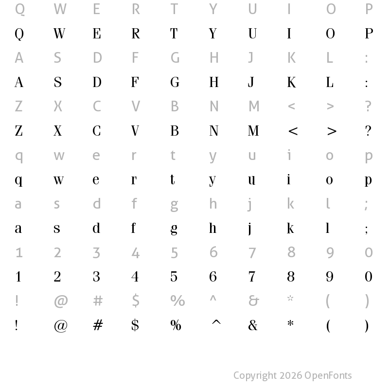 Character Map of BlueSky2013 Regular