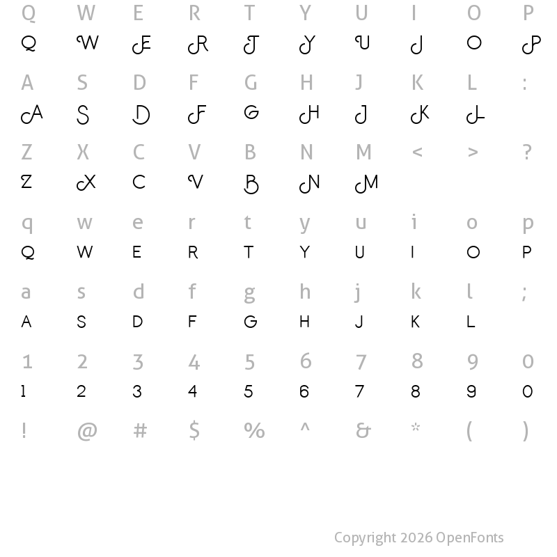 Character Map of Bluzonir Regular