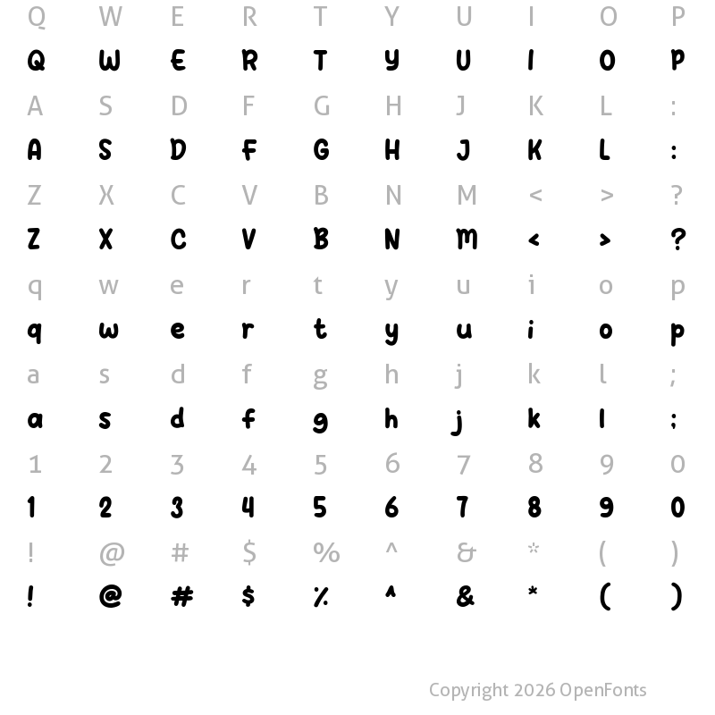 Character Map of Boba Milky Regular