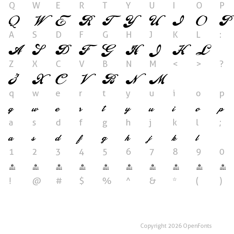 Character Map of Bobbers Personal Use Regular